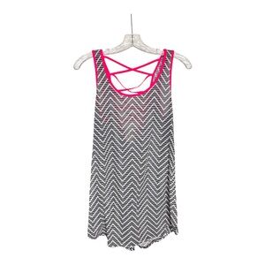 OP Black and Pink Chevron Swim Cover-Up SZ L